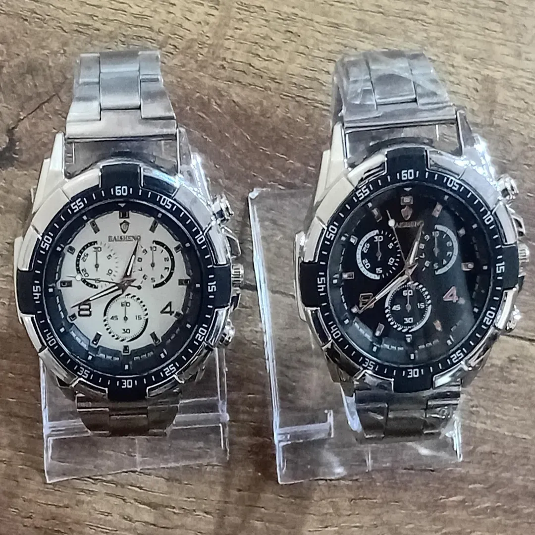 Men's Luxury Quartz Analog Watch Silver Black Dial