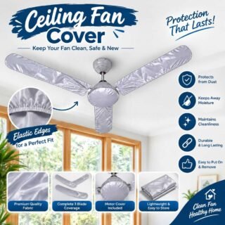 Dustproof Parachute Fabric Ceiling Fan Cover Set – 3 Blade Covers + 1 Motor Cover