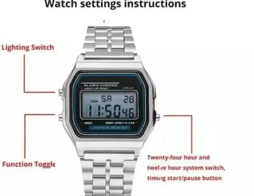 Stainless Steel Digital Display Watch For Men - Image 4