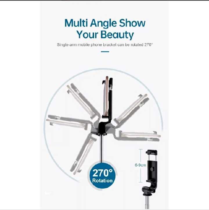 Adjustable Selfie Stick with Tripod Stand & Wireless Bluetooth Remote - Image 6