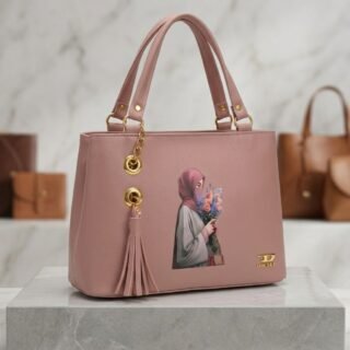 Elegant Pink Hijab Illustration Handbag - Small Size