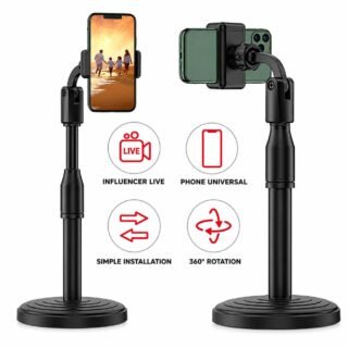Portable Tripod Stand for Smartphones 360° Rotating Black Plastic