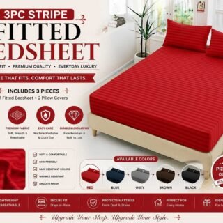Luxury China Cotton Satin Striped Fitted Sheet Set with 2 Pillow Covers