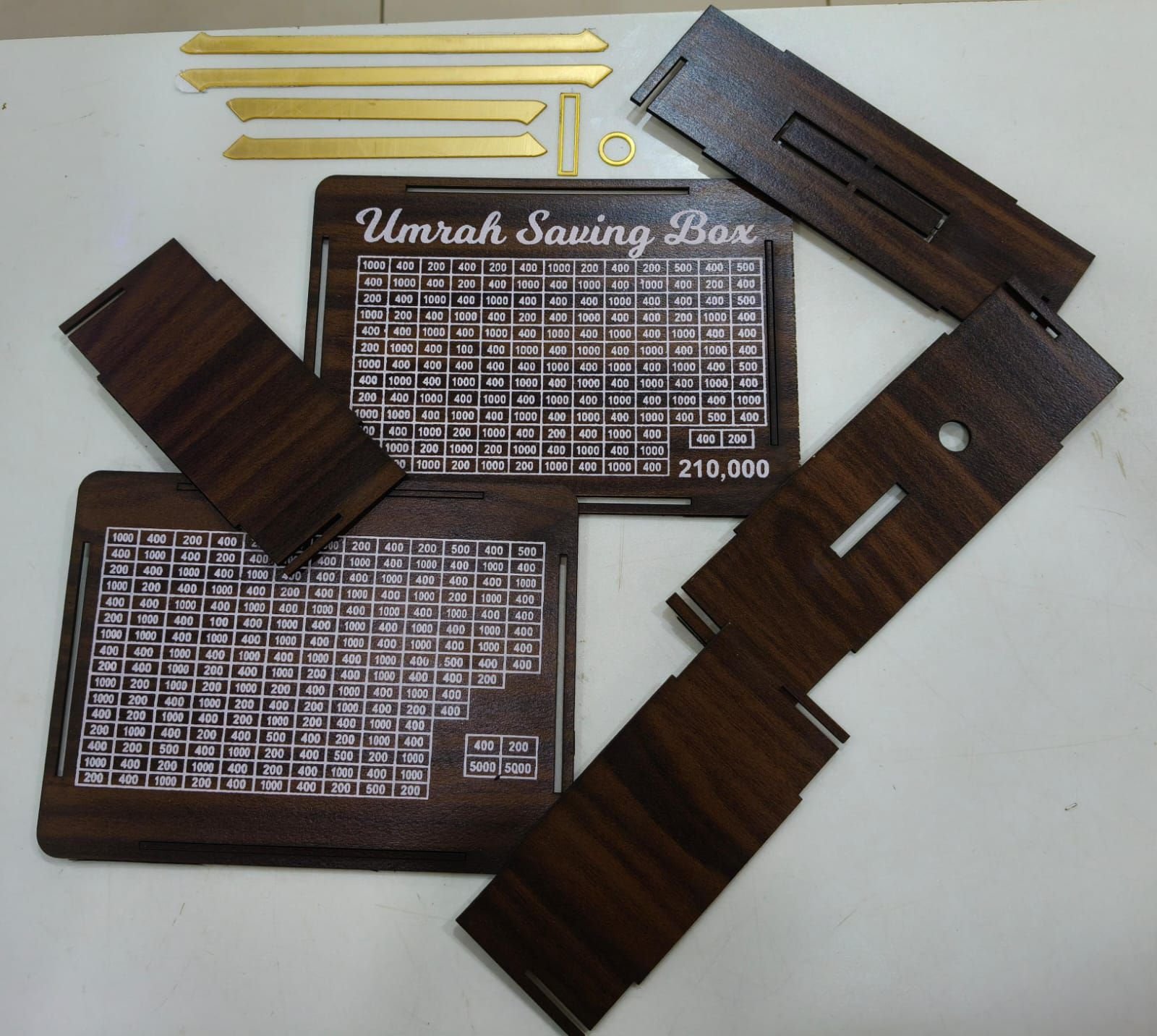 Wooden Umrah Saving Box – Premium 210,000 Goal Money Box For Umrah Fund, Elegant Islamic Design Charity And Donation Storage Box - Image 3