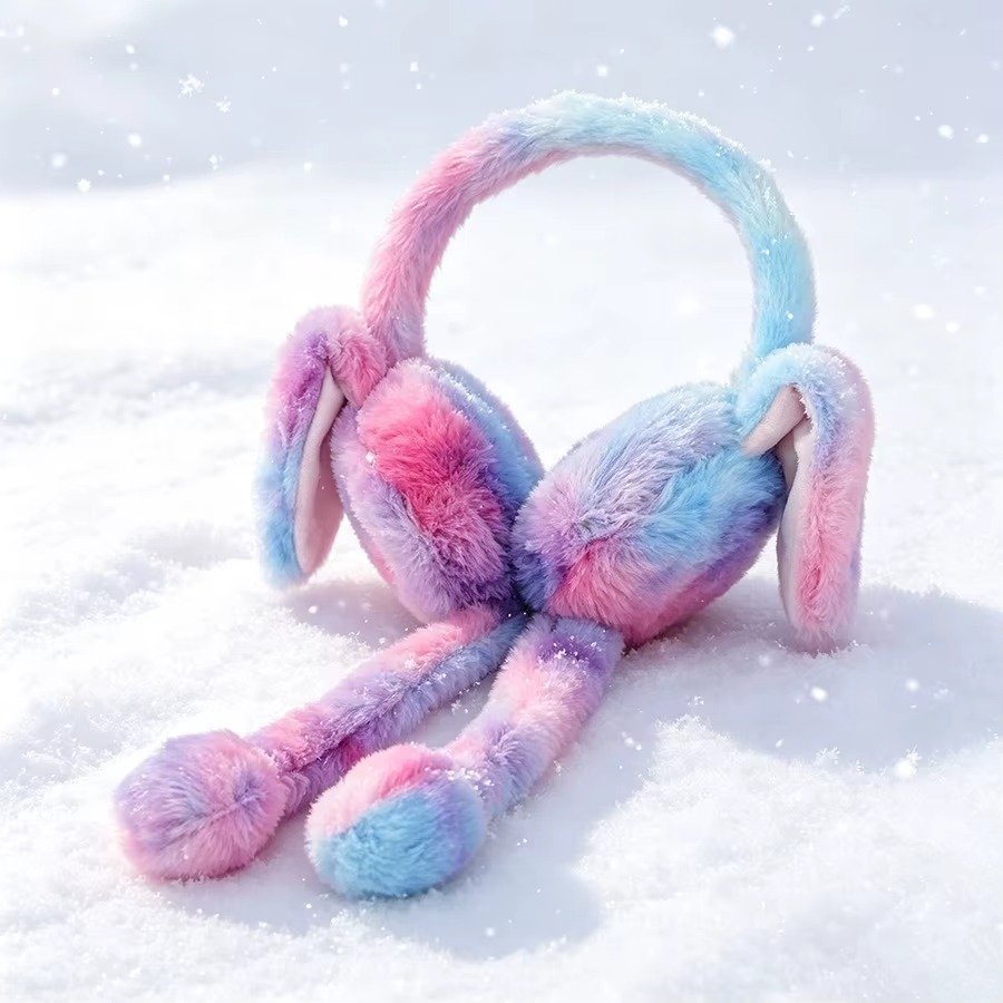 Cute Plush Bunny Ear Muffs – Soft Winter Ear Warmers with Cute Rabbit Ear Detail - Random Color - Image 2