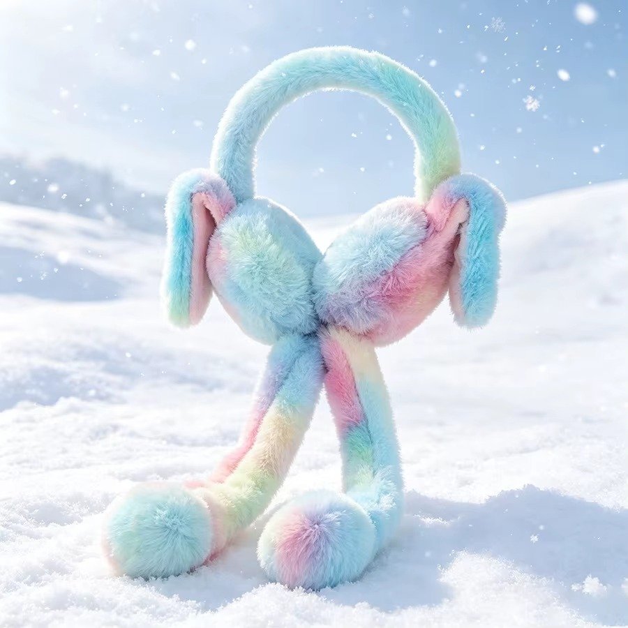 Cute Plush Bunny Ear Muffs – Soft Winter Ear Warmers with Cute Rabbit Ear Detail - Random Color - Image 3
