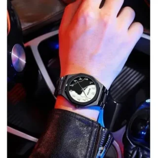 Men Carbon Fiber Black Arabic Watch