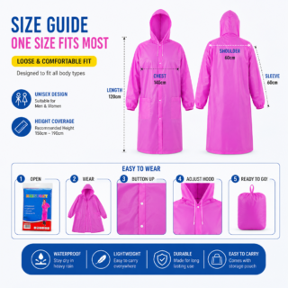 Premium Quality Unisex Raincoat - Universal Size - Assorted Colors