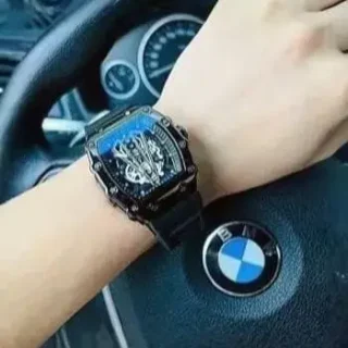 Richard Black Belt Skeleton Watch