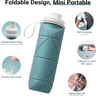 Silicone Foldable Water Bottle 600ml - Travel Water Bottle
