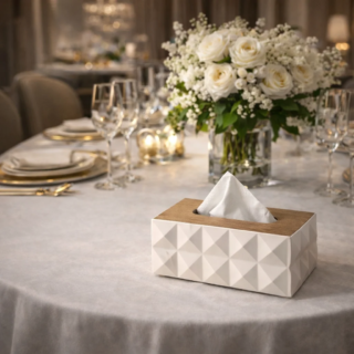 Triangular Design Tissue Box Heavy Wood (2 Way) Random Colors